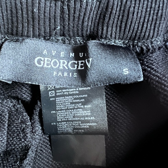 Avenue George V Paris Black Cotton Drawstring Shorts Rhinestones - Picture 11 of 14